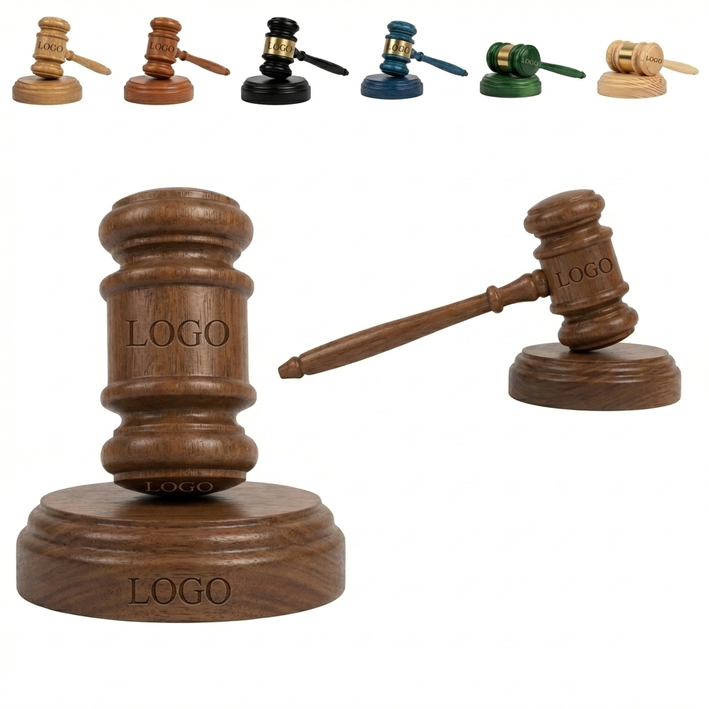 Authoritative Handcrafted Wooden Gavel and Block Set with Resonant Sound