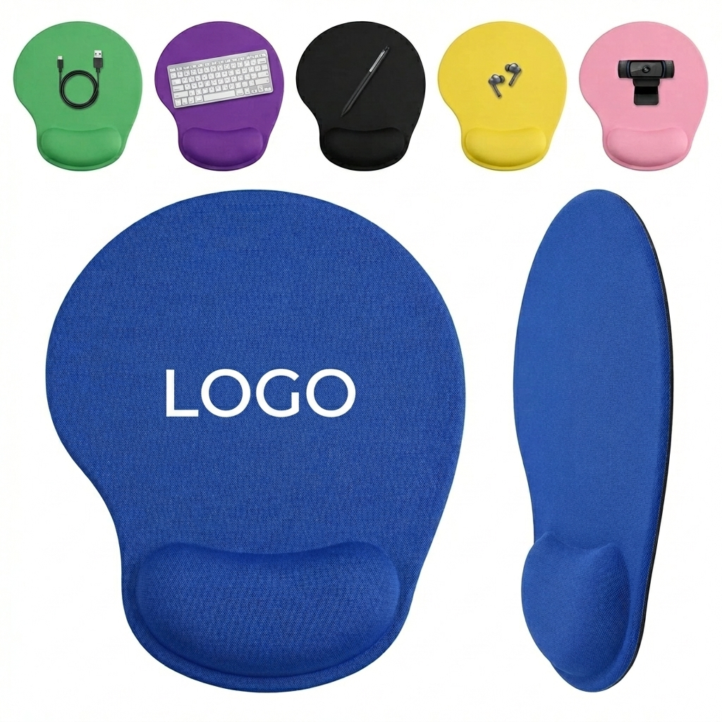 Premium Non-Slip Mouse Pad with Integrated Gel Wrist Rest for Custom Branding