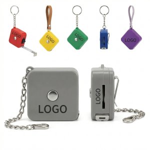 Dual-Scale Promotional Ruler Keychain with 1.5m Retractable Tape for Giveaways