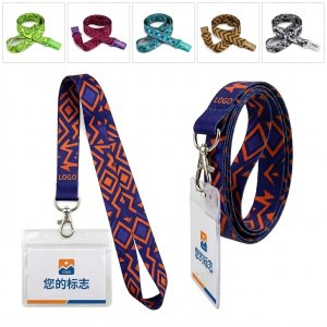 Custom Sublimated Lanyard with Clear Badge Holder & Free Attachments