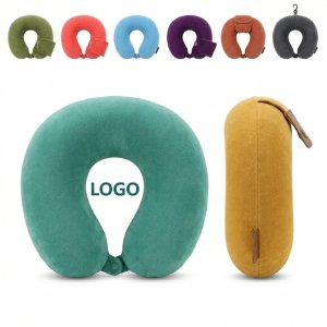 Portable Contoured Neck Support Pillow with Removable Cover for Travel, Car & Home