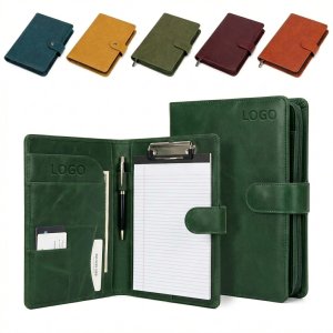 A4 Snap Closure Leather Organizer with Detachable Notepad