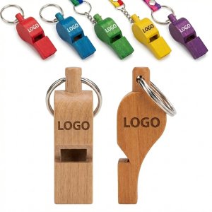 Natural Wood Train Whistle Keychain - Portable Eco-Friendly Sound Tool & Gift