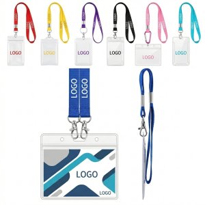 4-Size Vinyl Badge Lanyard - Assorted Solid Colors