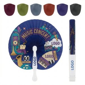 Customizable Hand-Folding Paper Fan with Carry Pouch